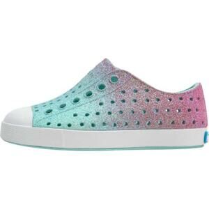 Native Jefferson Shoes Girls Size C11 Hollywood Hydrangea Bling Shell White